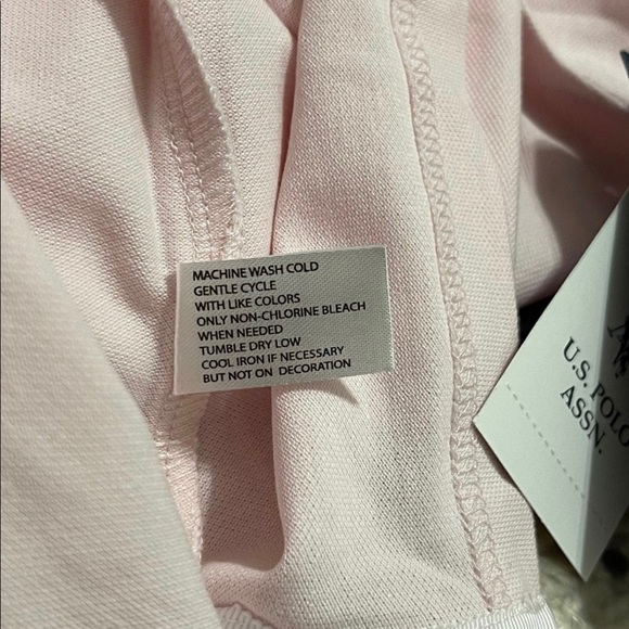 NWT Women's X-Large US Polo ASSN Short Sleeve Logo Print Polo Shirt In Pink - Picture 8 of 10